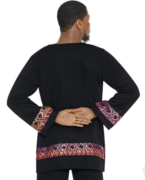 Eurotard 63134 Unisex Joyful Praise Loose Fit Worship Tunic Black/Purple